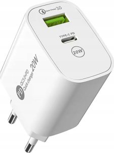 Ładowarka sieciowa A6MaxL 20W USB-A USB-C z kablem USB-C - Lightning 1m - biała 3