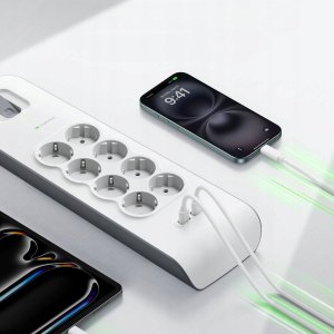 Belkin Listwa zasilająca przeciwprzepięciowa 900J, 8 gniazd Schuko, 2x USB-A, 2m 4
