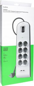 Belkin Listwa zasilająca przeciwprzepięciowa 900J, 8 gniazd Schuko, 2x USB-A, 2m 5