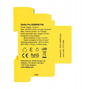 Shelly Relais "Pro RGBWW PM" WLAN LED Lichtcontroller LAN BT 3