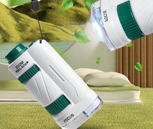 Mikroskop Edukacyjny Dla Dzieci 2W1 Laboratorium 60X/180X + Akcesoria 9