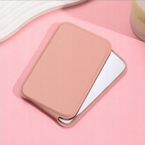 Ecarla Lusterko kosmetyczne z ekoskóry l17r różowe 2