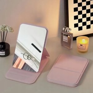 Ecarla Lusterko kosmetyczne z ekoskóry l17r różowe 4