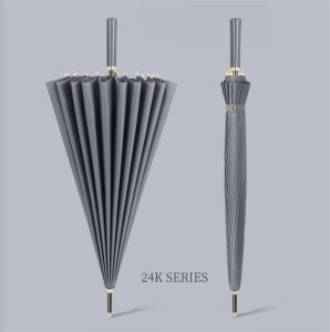 Ecarla Elegancki parasol z rączką duży szary 24K PAR11SZ 2