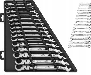 MILWAUKEE KEY SET FLAT-EYE 15PCS MAXBITE WITH MOVABLE RATCHET INCH 1