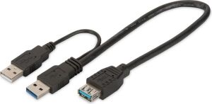 Kabel USB Digitus USB-A - 2x USB-A 0.3 m Czarny (DB-300140-003-S) 1