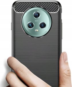Hello Case Etui do Honor Magic 5 Pro (Czarne, Karbon, Pancerne, Case)   Szkło 9H 3