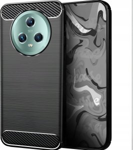 Hello Case Etui do Honor Magic 5 Pro (Czarne, Karbon, Pancerne, Case)   Szkło 9H 5