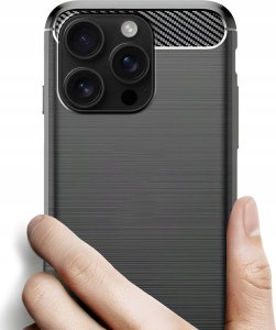 Etui do Apple iPhone 16 Pro Max (Czarne, Pancerne, Karbon, Case)   Szkło 9H 3