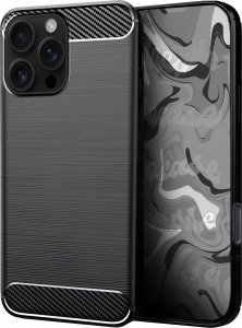 Etui do Apple iPhone 16 Pro Max (Czarne, Pancerne, Karbon, Case)   Szkło 9H 5