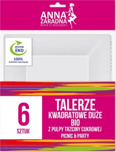 Anna Zaradna Picnic&Party Talerze kwadratowe duże z trzciny cukrowej 26x26cm 6szt 1