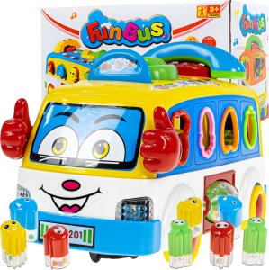 Duży Autobus Muzyczny Bus Dla Dzieci Sorter Klocków Grzechotki Telefon Led 1