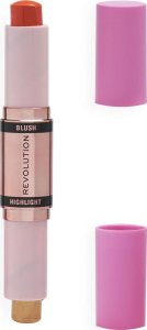 Makeup Revolution Blush & Highlight Stick Róż i Rozświetlacz w sztyfcie 4g Coral Dew (02) 1