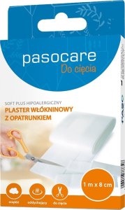 Pasocare Soft Plus Hipoalergiczny Plaster włókninowy z opatrunkiem - do cięcia 1m x 8cm 1
