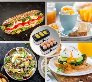 ProfiCook Gotownik do jajek PC-EK 1275, czarny, srebrny, 400 Watt, do 8 jaj, funkcja omletu/podgotowania, obudowa ze stali nierdzewnej, - 1 sztuka 2