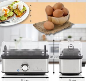 ProfiCook Gotownik do jajek PC-EK 1275, czarny, srebrny, 400 Watt, do 8 jaj, funkcja omletu/podgotowania, obudowa ze stali nierdzewnej, - 1 sztuka 3