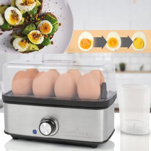 ProfiCook Gotownik do jajek PC-EK 1275, czarny, srebrny, 400 Watt, do 8 jaj, funkcja omletu/podgotowania, obudowa ze stali nierdzewnej, - 1 sztuka 4