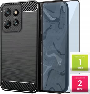 Etui do Motorola ThinkPhone 25 / Edge 50 Neo 5G (Czarne, Karbon)   Szkło 9H 1