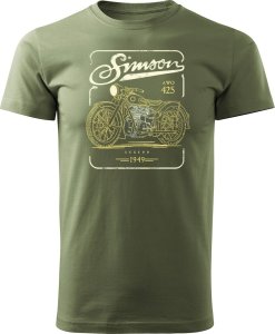 Koszulka motocyklowa z motocyklem Simson AWO 425 Legend męska khaki REGULAR L 1