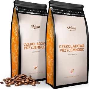 Zestaw Kawa ziarnista 1kgX2 CZEKOLADOWA PRZYJEMNOŚĆ 100% ARABICA Świeżo Palona do ekspresu + GRATIS 1