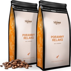 Zestaw Kawa ziarnista 1kgX2 PORANNY RELAKS 100% ARABICA Świeżo Palona do ekspresu + GRATIS 1