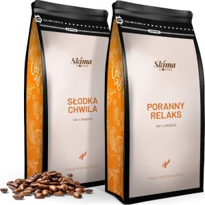 Zestaw Kawa ziarnista 1kgX2 PORANNY RELAKS/SŁODKA CHWILA Świeżo Palona do ekspresu + GRATIS 1