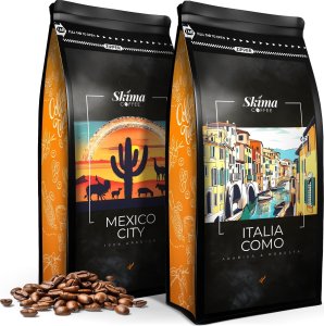 Zestaw Kawa ziarnista 1kgX2 ITALIA COMO/MEXICO CITY Świeżo Palona do ekspresu + GRATIS 1
