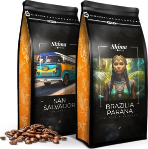 Zestaw Kawa ziarnista 1kgX2 BRAZILIA PARANA/SAN SALVADOR Świeżo Palona do ekspresu + GRATIS 1
