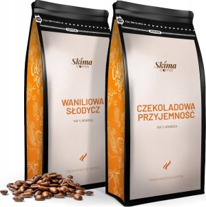 Zestaw Kawa ziarnista 1kgX2 CZEKOLADOWA PRZYJEMNOŚĆ/WANILIOWA SŁODYCZ Świeżo Palona do ekspresu + GRATIS 1