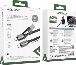 Kabel USB Acefast USB-C - USB-C + USB-A 1.2 m Wielokolorowy (6974316282334) 7