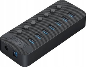 HUB 7-portowy z włącznikiem USB-A 3.0 - czarny 3