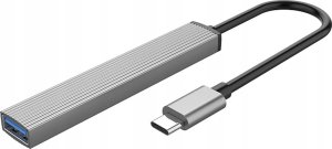 HUB 4-portowy input: USB-C 3.0 / output: 1x USB-A 3.0 + 3x USB-A 2.0 przewód 0,15M - szary 1