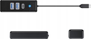 HUB 3-portowy input: USB-C 3.0 / output: 2x USB-A 3.0 + 1x USB-C 3.0 przewód 0,15M - czarny 3