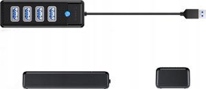 HUB 4-portowy USB-A 3.0 przewód 0,15M - czarny 4