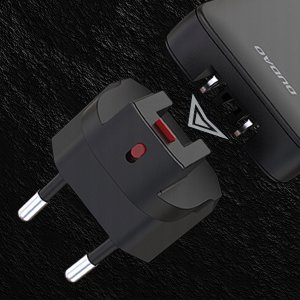 Ładowarka sieciowa podróżna GaN Dudao A65Q 65W USB-A / USB-C PD ultracienka EU / US - czarna 3