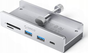 HUB montowany na zacisk input: USB-C / output: 2x USB-A 3.2 + 1x USB-C 3.2 + 1x SD&TF - srebrny 1
