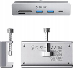 HUB USB Orico HUB montowany na zacisk input: USB-C / output: 2x USB-A 3.2 + 1x USB-C 3.2 + 1x SD&TF - srebrny 2