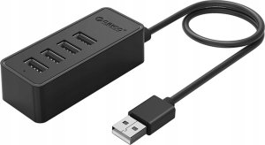 HUB 4-portowy USB-A 2.0 przewód 1M - czarny 1
