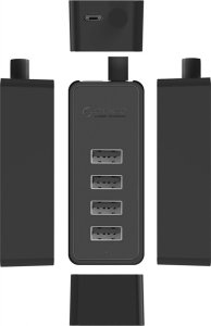 HUB 4-portowy USB-A 2.0 przewód 1M - czarny 4