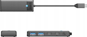 HUB 4-portowy input: USB-C 3.0 PD100W / output: 2x USB-A 3.0 + USB-C 3.0 przewód 0,15M - czarny 3