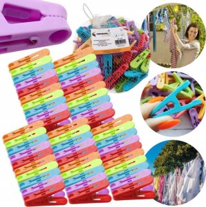 Klamerki spinacze do prania ubrań bielizny kolorowe 50szt zestaw 3