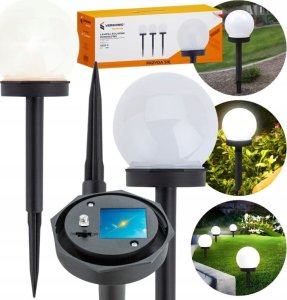 Zestaw 3 x Lampka solarna kula biała ogrodowa dekoracyjna 9x33,7cm 3