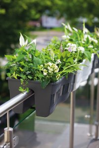 3x Skrzynka na balustradę Wave 60, Doniczka balkonowa + keramzyt 5l 11