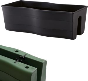 3x Skrzynka na balustradę Wave 60, Doniczka balkonowa + keramzyt 5l 3