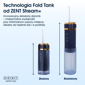 Irygator do zębów jamy ustnej ZENT Stream+ bezprzewodowy PRO 360 Blue 24