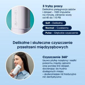 Irygator do zębów jamy ustnej ZENT Stream+ bezprzewodowy PRO 360 Różowy 16