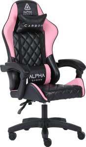 Fotel Gamingowy Krzesło Gracza Biurowy Alpha Gaming Carbon Różowy Porządny 3