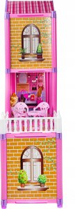 Duży Domek Willa Dla Lalek + Łóżeczko Zjeżdżalnia Meble 2 Lalki Laleczki 7