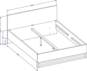 Łóżko HALLE 160x200 dąb wotan mat/czarne z pojemnikiem HELVETIA 7