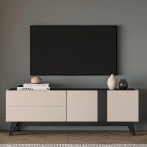 Szafka RTV FRESHION 05 1D2S 160 kaszmirowa/czarna ML MEBLE 5